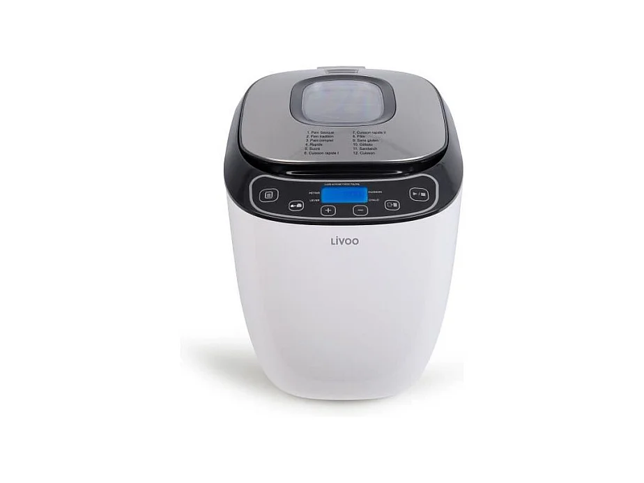 Machine a pain - LIVOO - DOP218 - 550W - 12 programmes - Cuve amovible en aluminium - Ecran LCD - 3 accesssoires inclus