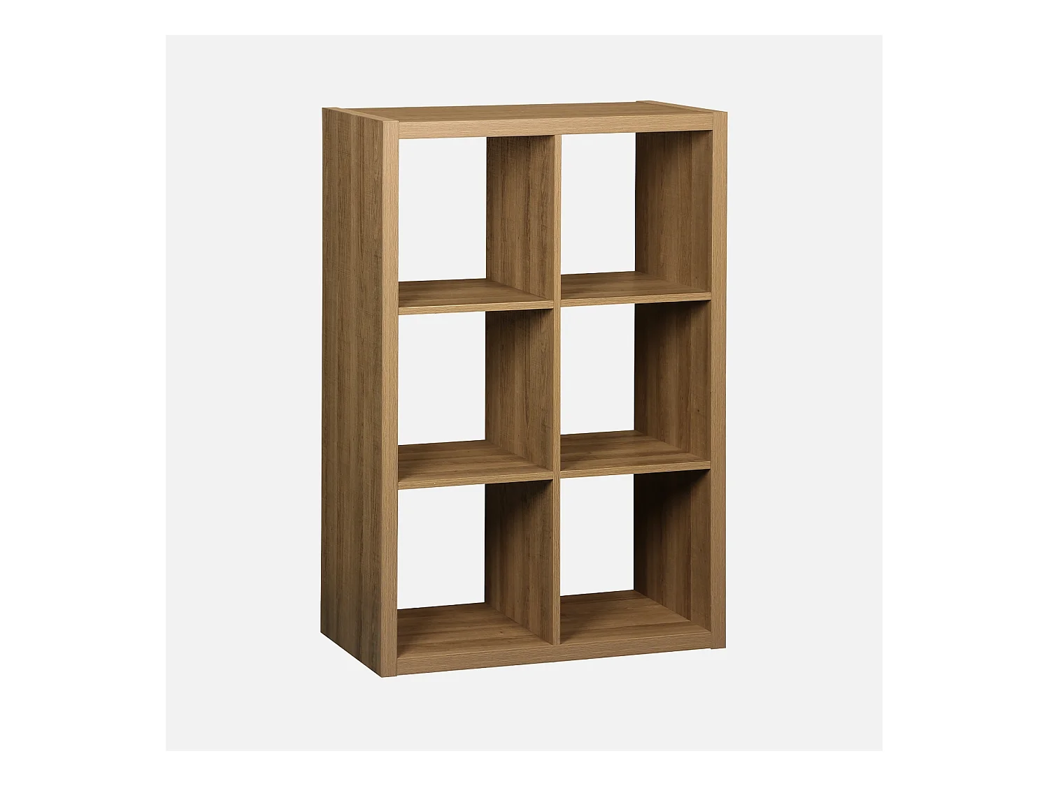 Etagère bibliothèque 2 niveaux 6 compartiments. casiers. effet bois de manguier. L 111.2 x P 39 x H 76cm