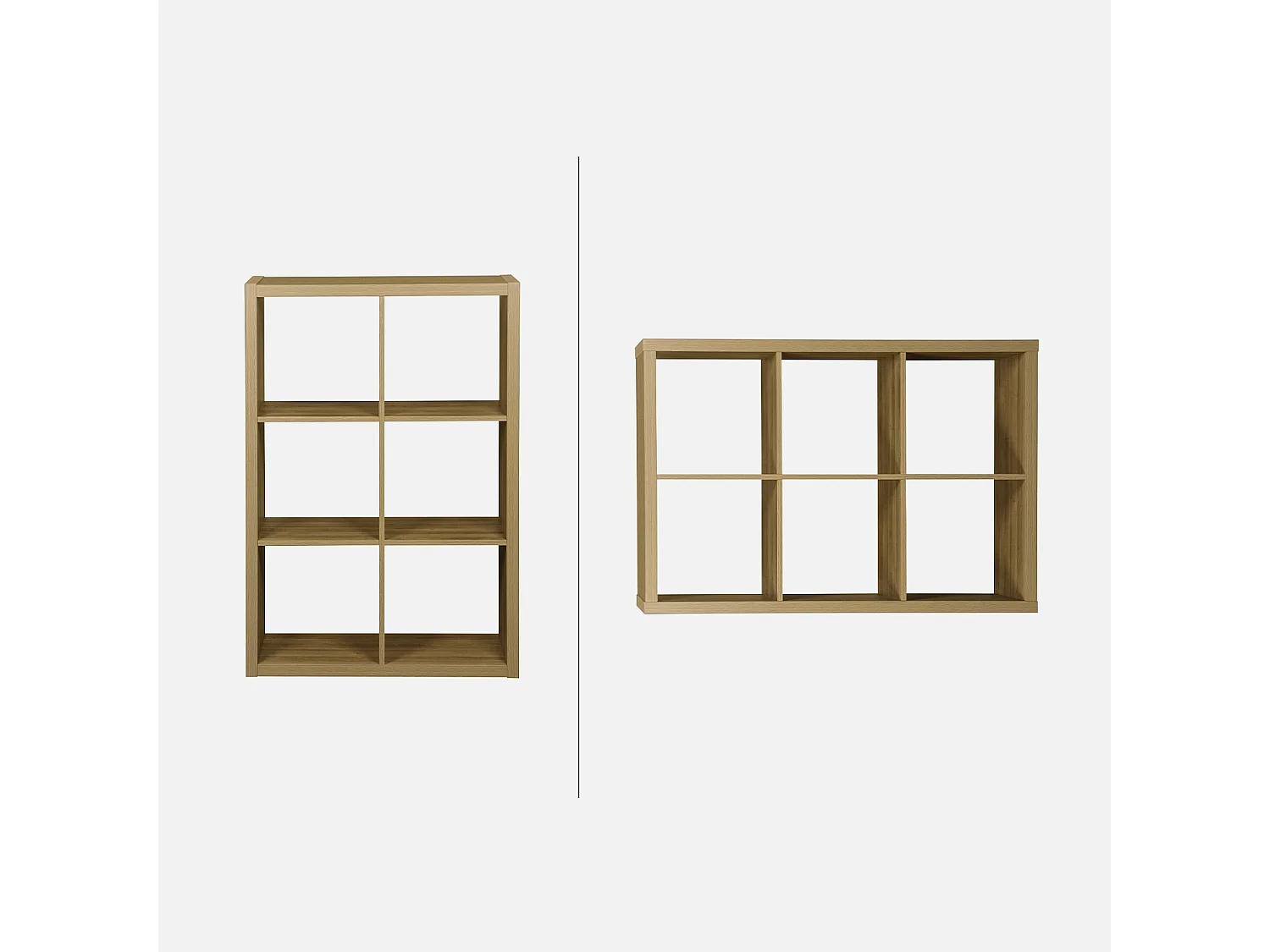 Etagère bibliothèque 2 niveaux 6 compartiments. casiers. effet bois de manguier. L 111.2 x P 39 x H 76cm