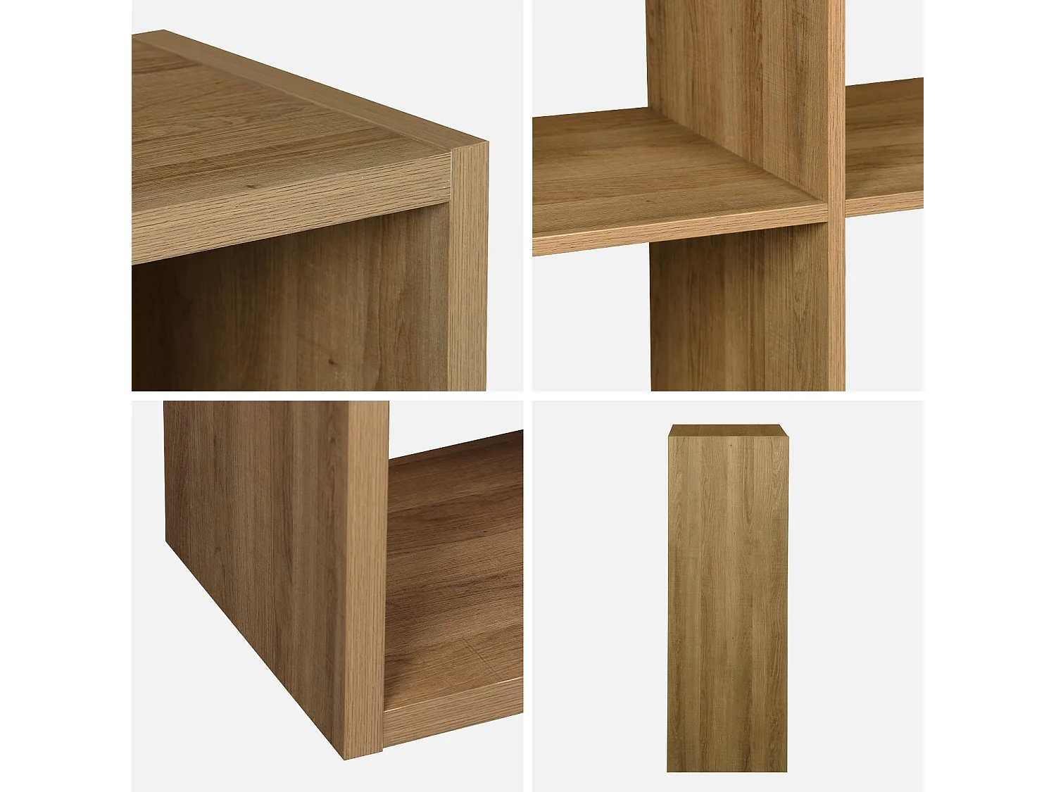 Etagère bibliothèque 2 niveaux 6 compartiments. casiers. effet bois de manguier. L 111.2 x P 39 x H 76cm