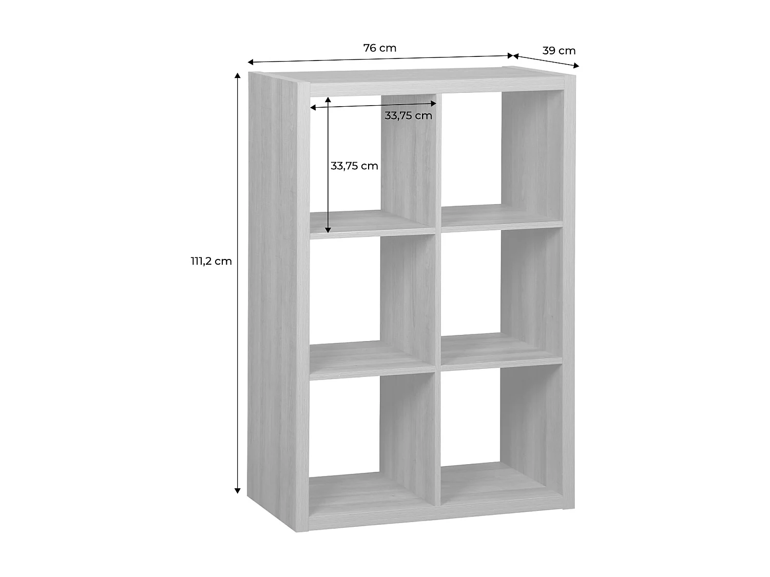 Etagère bibliothèque 2 niveaux 6 compartiments. casiers. effet bois de manguier. L 111.2 x P 39 x H 76cm