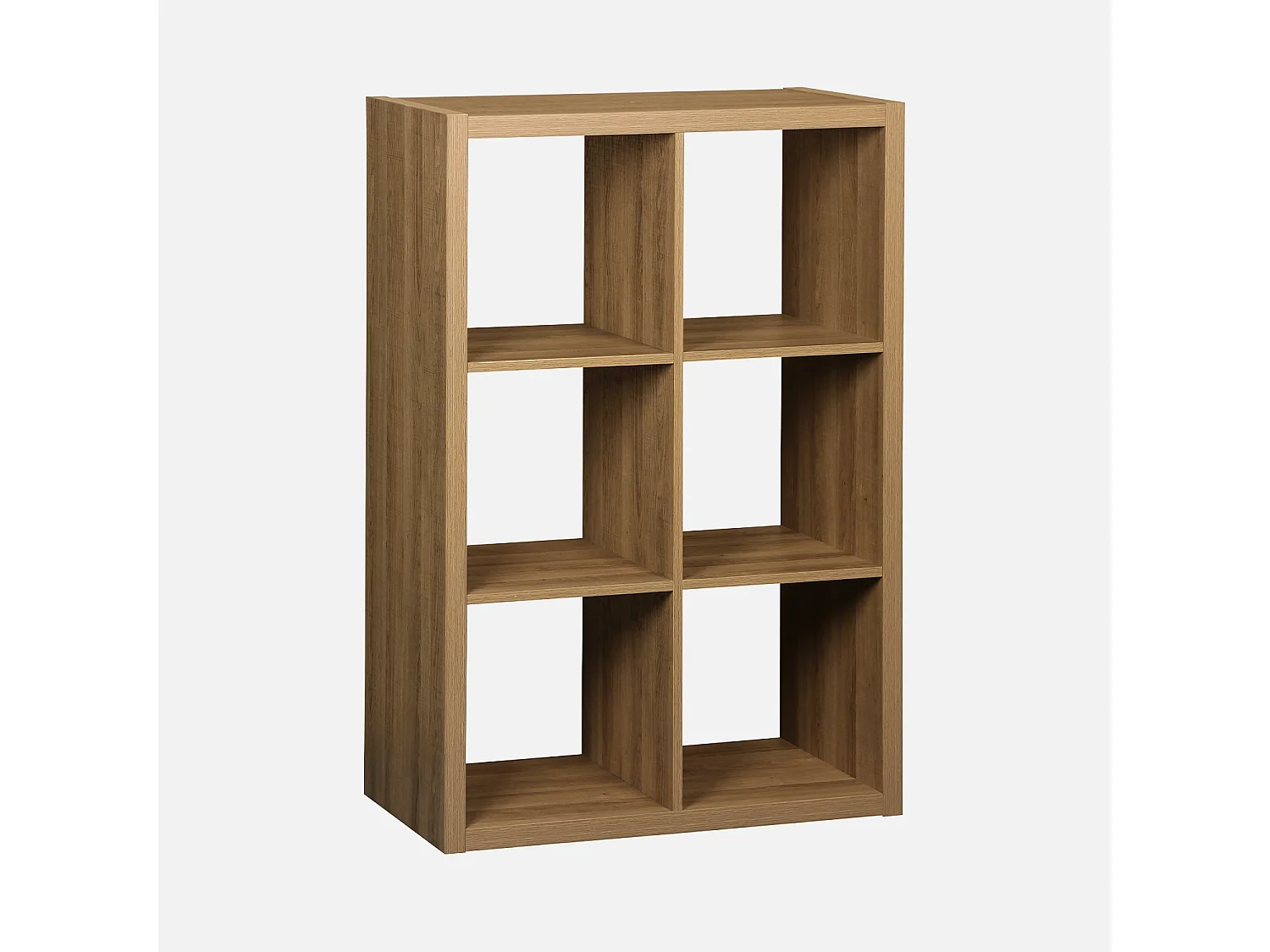 Etagère bibliothèque 2 niveaux 6 compartiments. casiers. effet bois de manguier. L 111.2 x P 39 x H 76cm