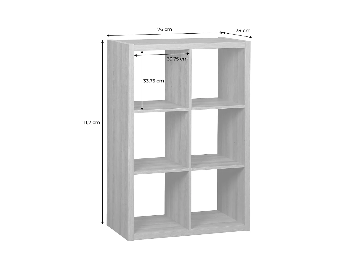 Etagère bibliothèque 2 niveaux 6 compartiments. casiers. effet bois de manguier. L 111.2 x P 39 x H 76cm