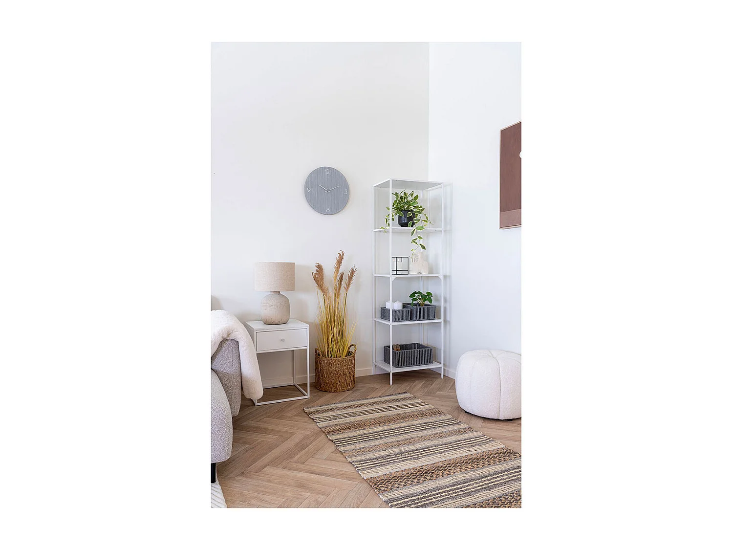 VITA 5-laags hoge plank - Natuurlijk hout of zwart/wit metaal-Kleur Wit