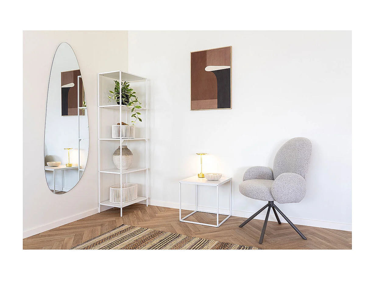 VITA 5-laags hoge plank - Natuurlijk hout of zwart/wit metaal-Kleur Wit
