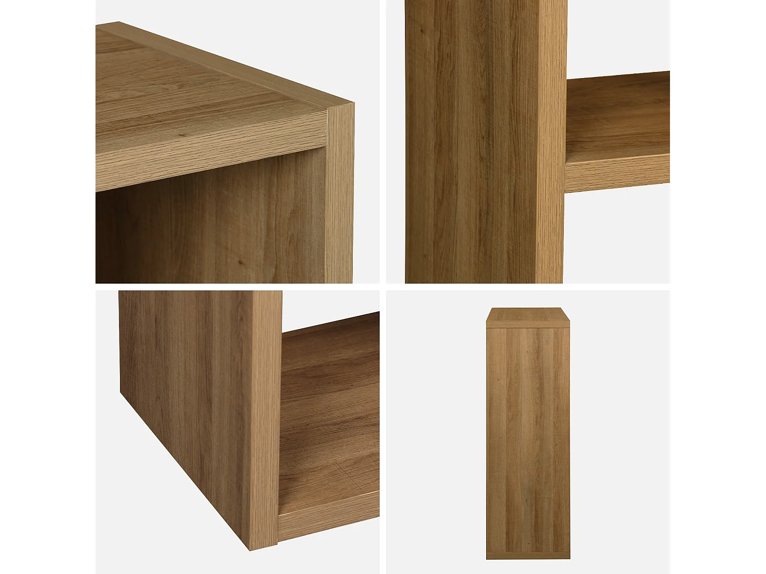 Estantería asimétrica de 3 niveles con 6 compartimentos efecto madera