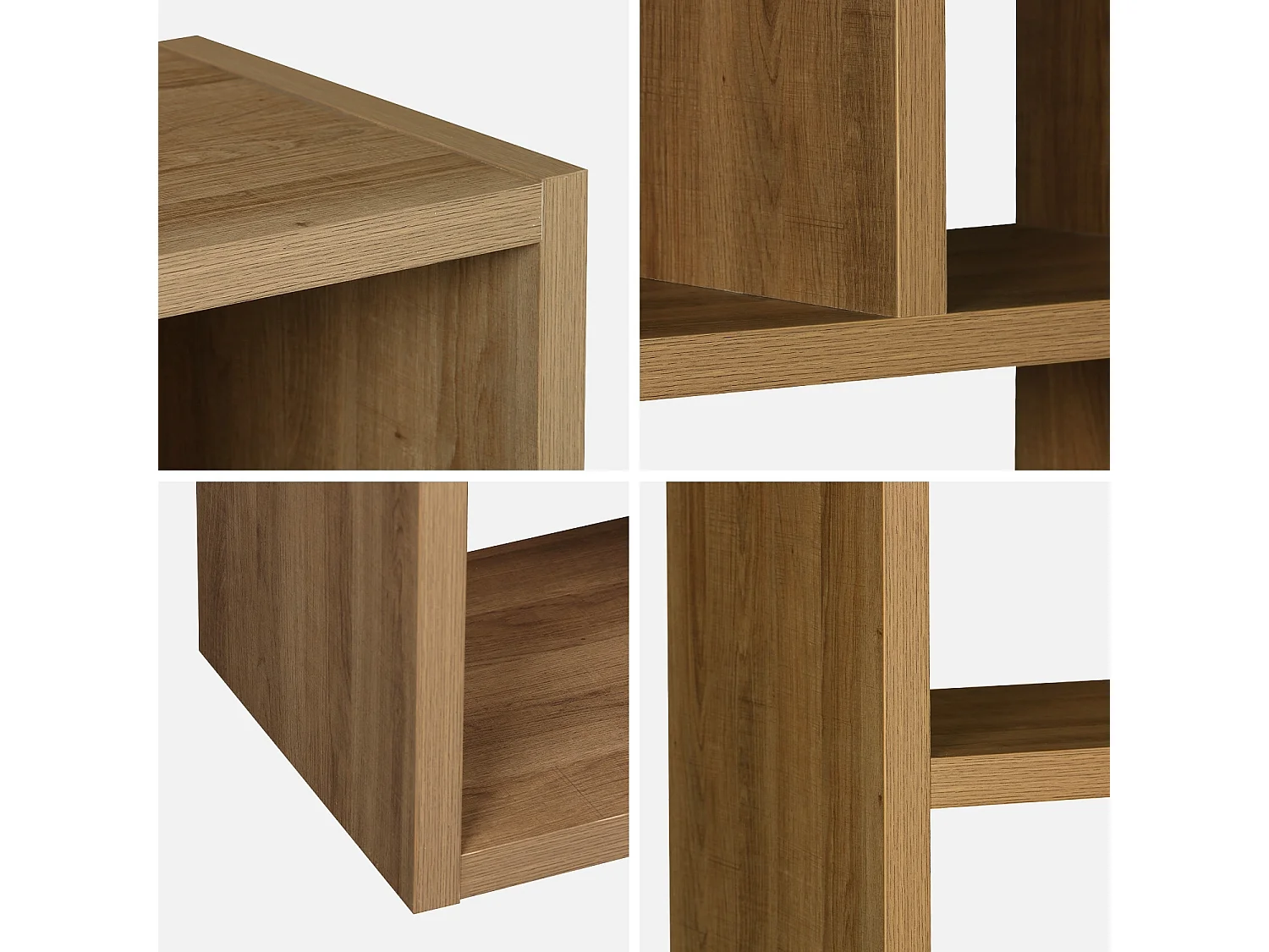 Etagère bibliothèque asymétrique 5 niveaux 10 compartiments. casiers. effet bois de manguier. L 111.2 x P 39 x H 190cm