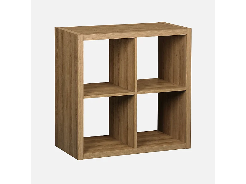 Libreria cubica, 2 livelli, 4 vani, albero di mango