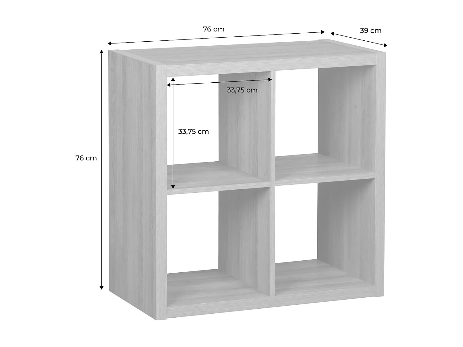 Libreria cubica, 2 livelli, 4 vani, albero di mango