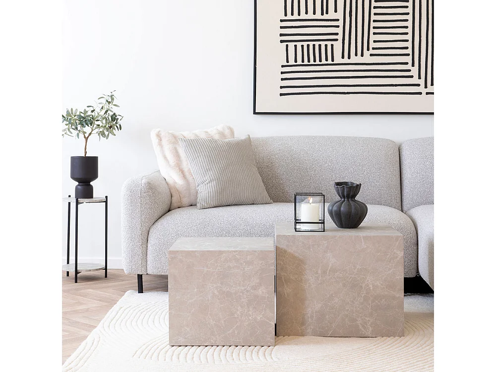 Prague Couchtisch Set von 2 Marmor Dekor.