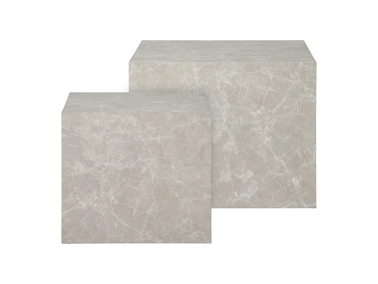 Set van 2 PRAGUE vierkante salontafels – Beige marmereffect