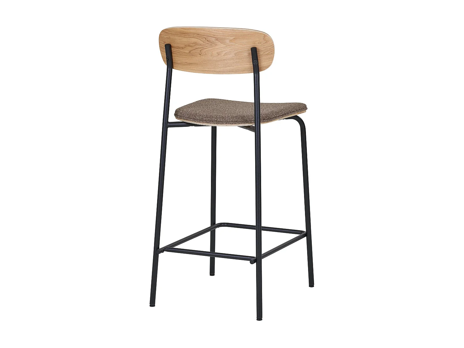Lot de 2 tabourets de bar en bois, tissu et métal ESTEPONA - Hauteur d'assise 66cm