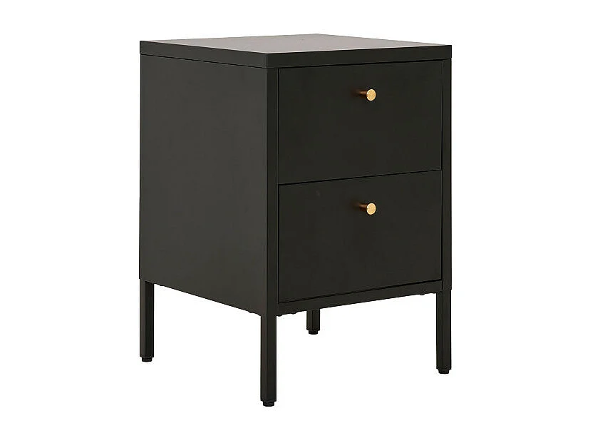 Cómoda de 2 cajones, acero negro, 40 x 40 x 595 cm