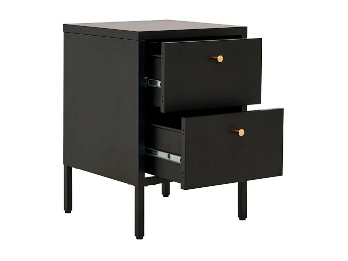 Cómoda de 2 cajones, acero negro, 40 x 40 x 595 cm