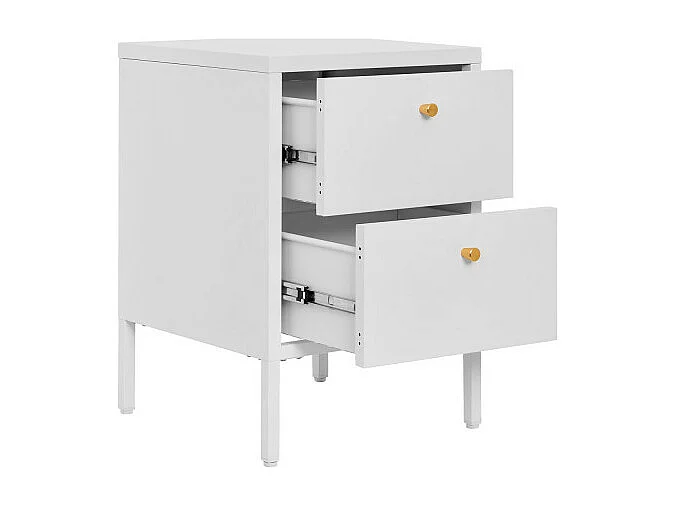 Cómoda de 2 cajones, acero blanco, 40 x 40 x 595 cm