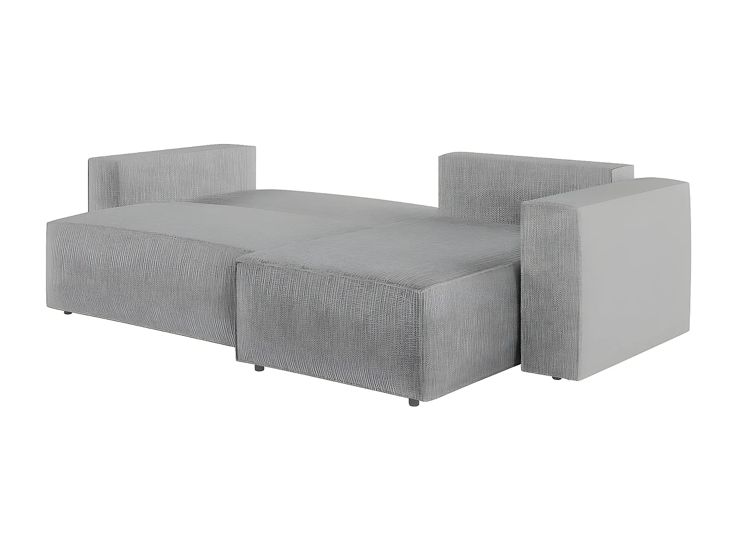 Canapé d'angle 3 places convertible réversible Clarisse avec coffre en tissu texturé - Gris clair - L269 x P159 x H89cm - Loungitude