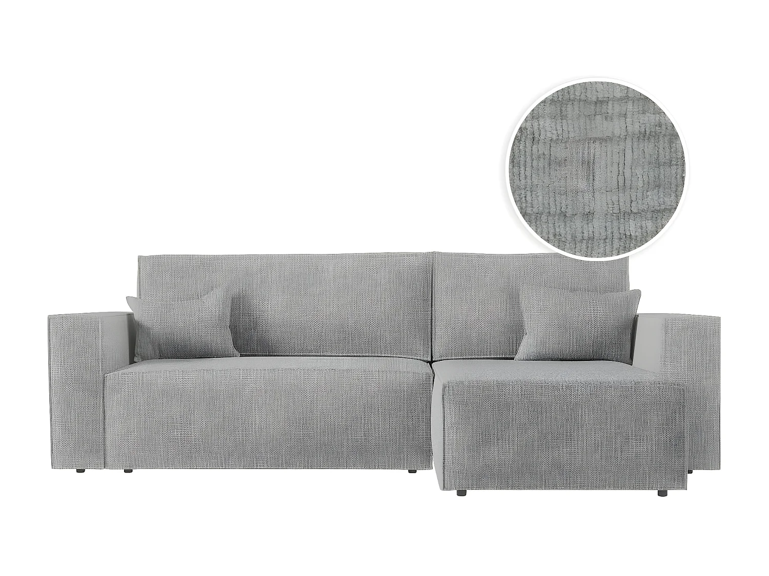 Canapé d'angle 3 places convertible réversible Clarisse avec coffre en tissu texturé - Gris clair - L269 x P159 x H89cm - Loungitude