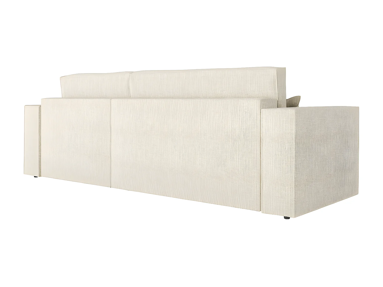 Canapé d'angle 3 places convertible réversible Clarisse avec coffre en tissu texturé - Beige - L269 x P159 x H89cm - Loungitude