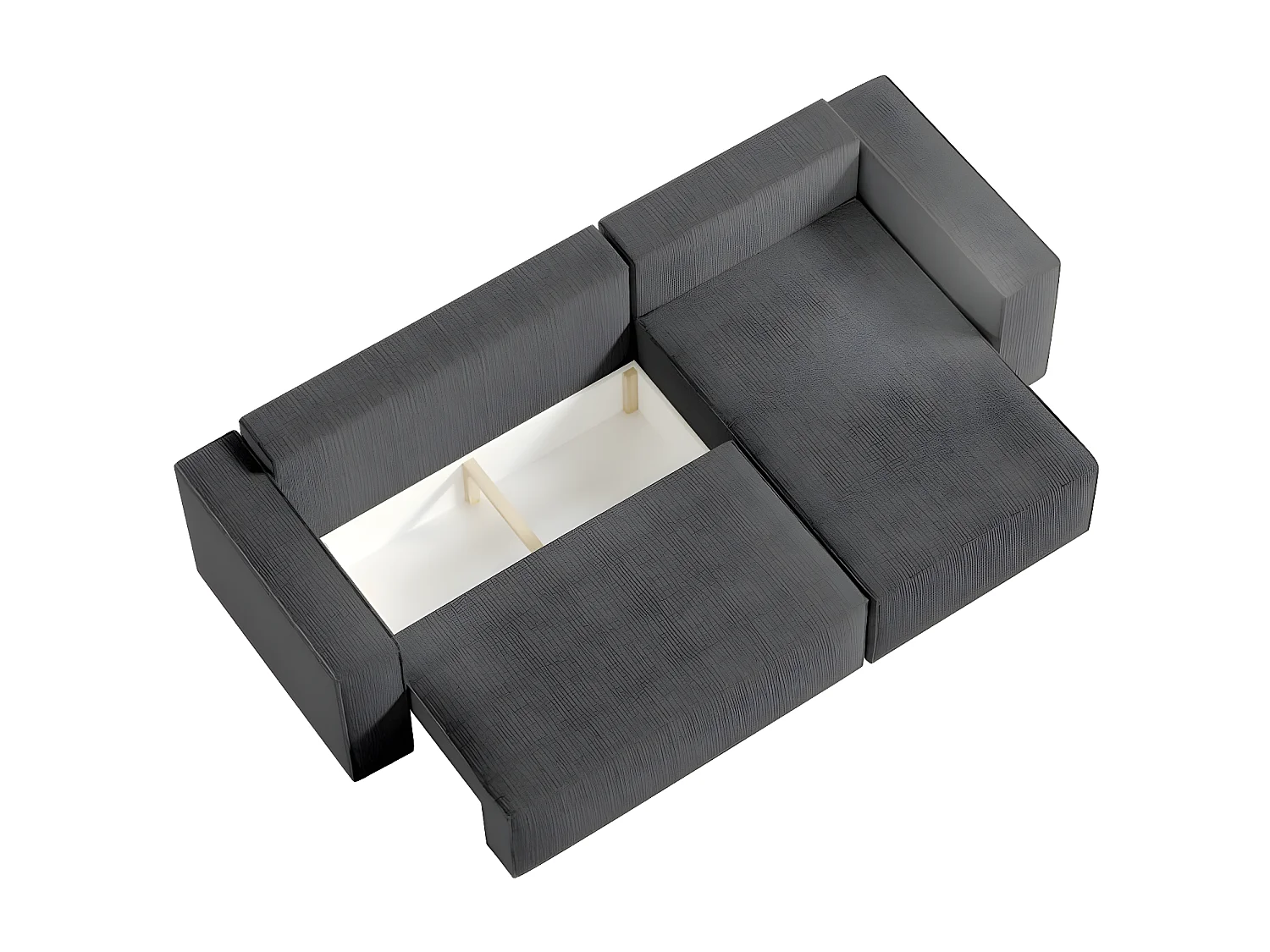Canapé d'angle 3 places convertible réversible Clarisse avec coffre en tissu texturé - Gris anthracite - L269 x P159 x H89cm - Loungitude