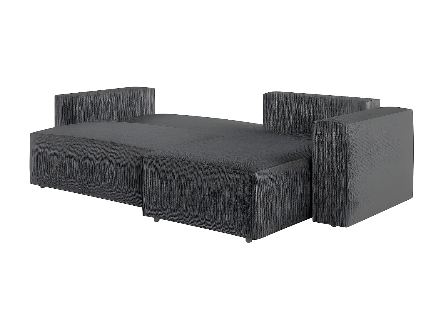 Canapé d'angle 3 places convertible réversible Clarisse avec coffre en tissu texturé - Gris anthracite - L269 x P159 x H89cm - Loungitude