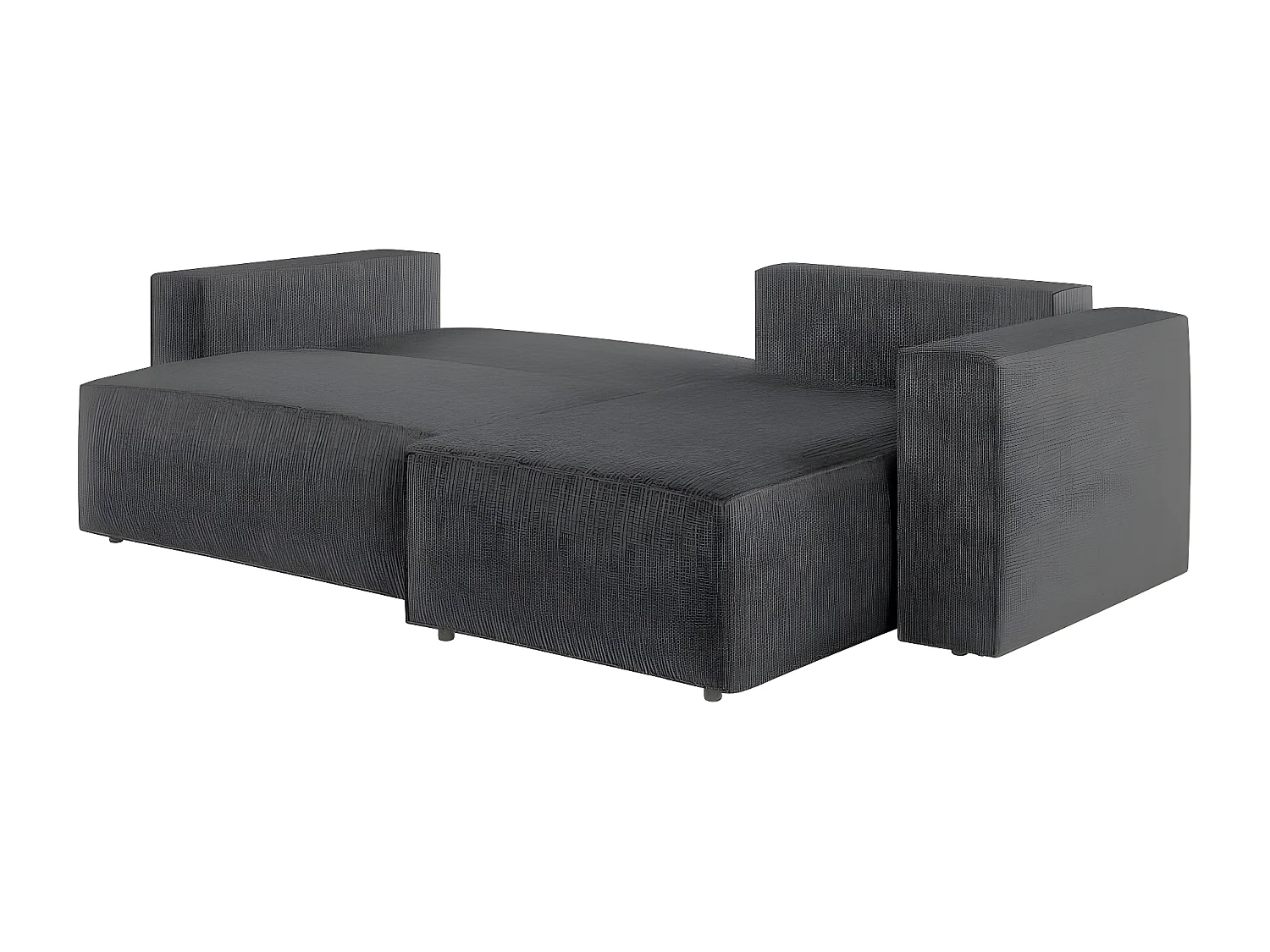 Canapé d'angle 3 places convertible réversible Clarisse avec coffre en tissu texturé - Gris anthracite - L269 x P159 x H89cm - Loungitude