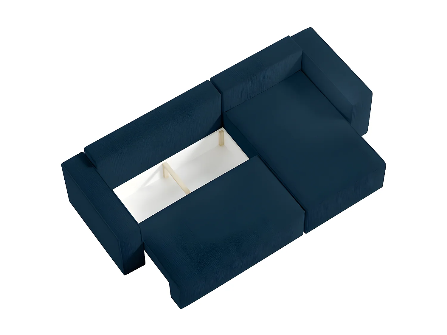 Canapé d'angle 3 places convertible réversible Clarisse avec coffre en tissu texturé - Bleu foncé - L269 x P159 x H89cm - Loungitude