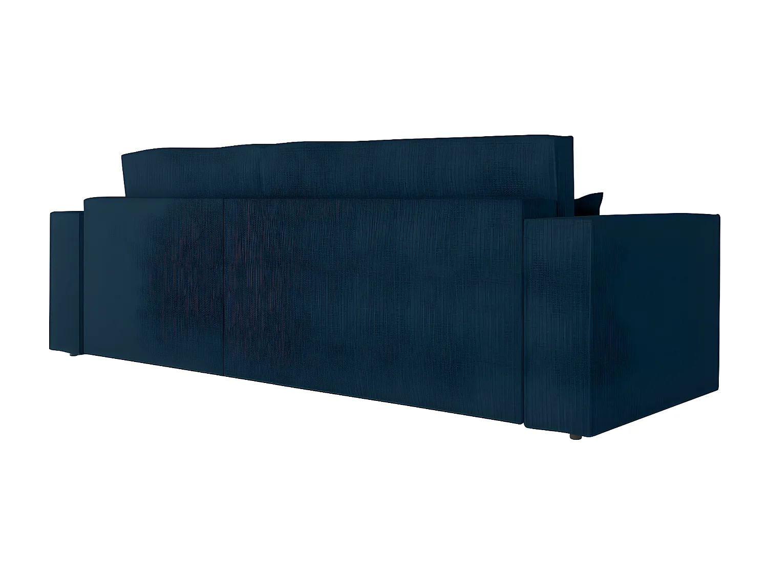 Canapé d'angle 3 places convertible réversible Clarisse avec coffre en tissu texturé - Bleu foncé - L269 x P159 x H89cm - Loungitude
