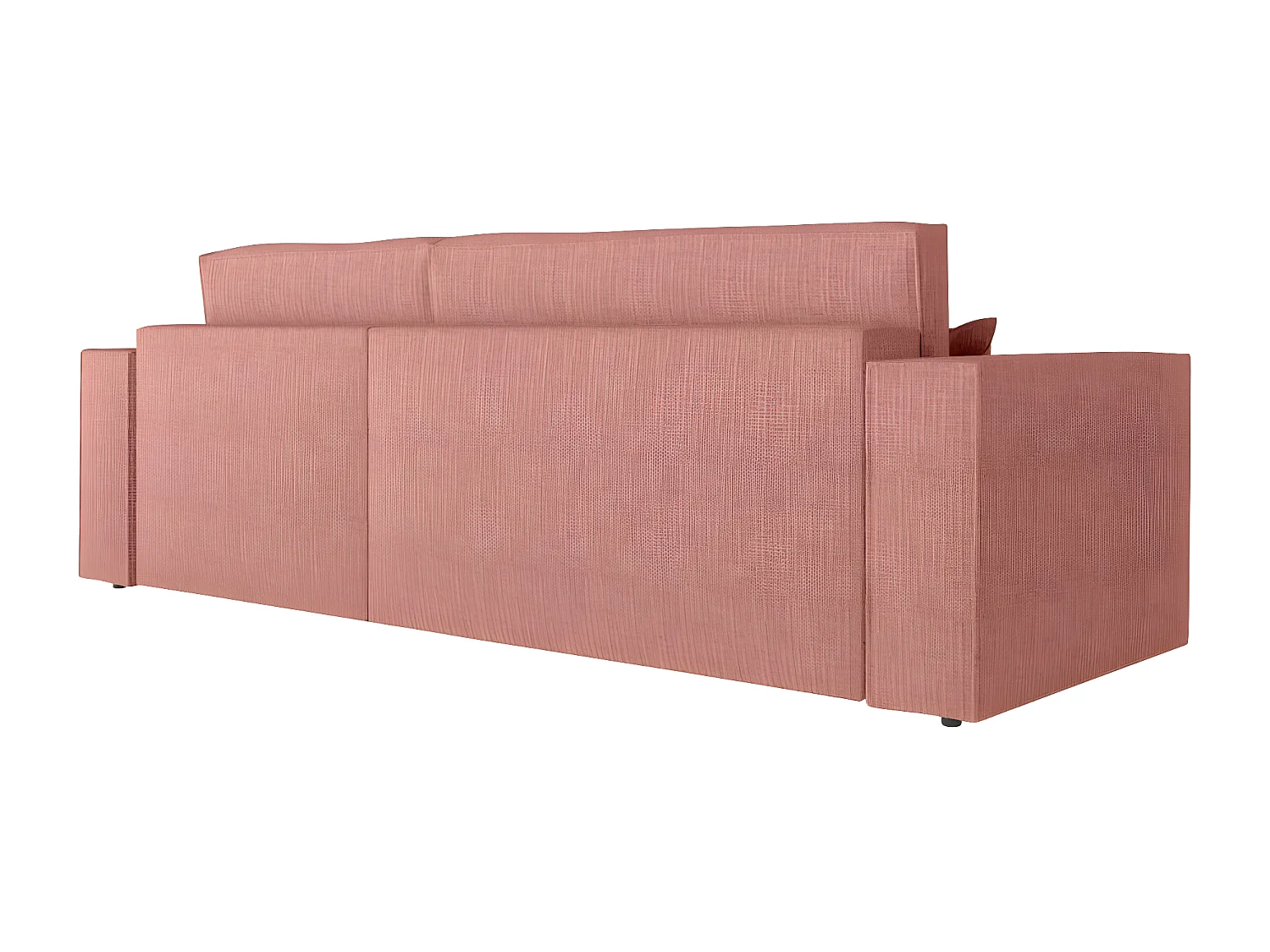 Canapé d'angle 3 places convertible réversible Clarisse avec coffre en tissu texturé - Rose - L269 x P159 x H89cm - Loungitude