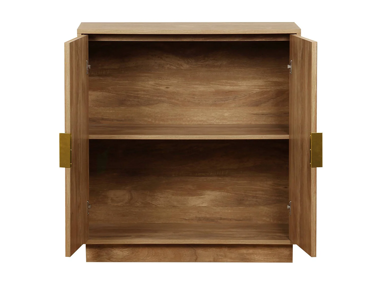 Buffet exotique 2 portes. décor bois de manguier rainuré. buffet haut. vaisselier. poignées en métal doré. L 80 x P 40 x H 85cm