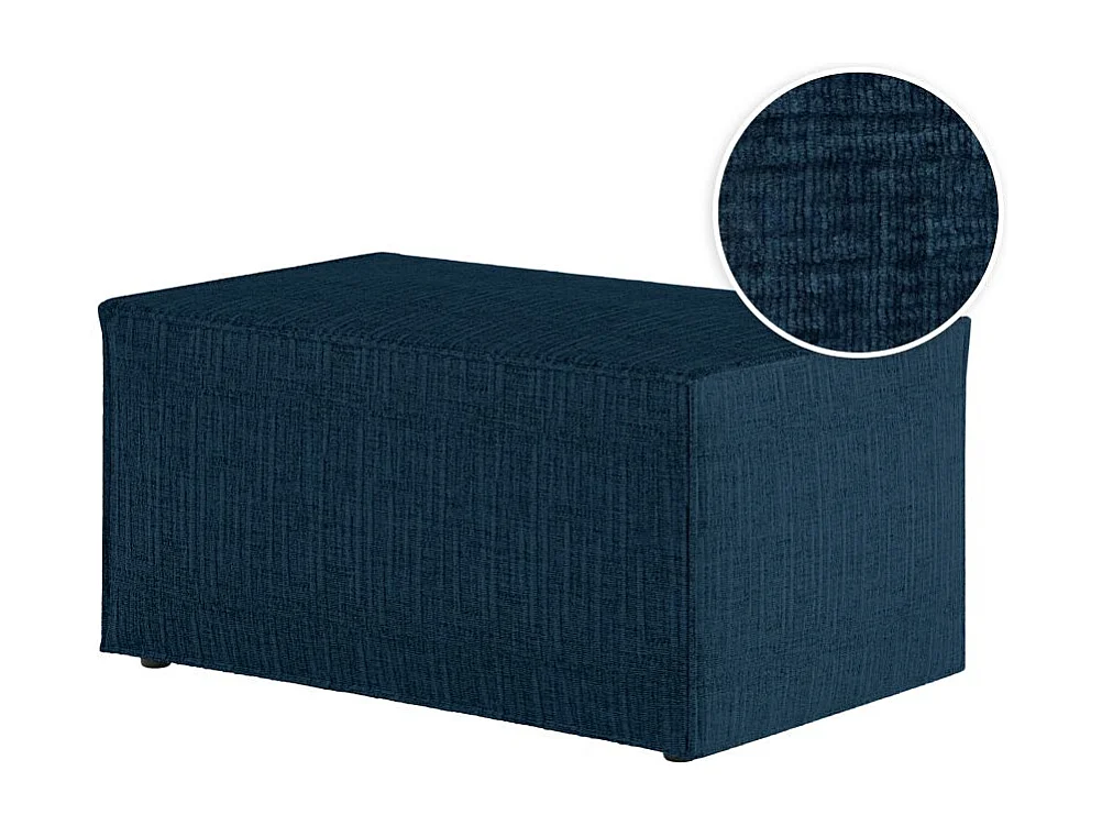 Pouf en tissu texturé 3D Clarisse - Bleu foncé - L90 x P50 x H41cm - Loungitude