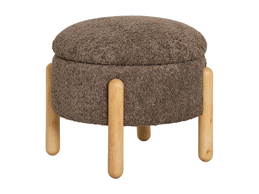 Medas - Pouf rond en tissu ø45cm - Marron