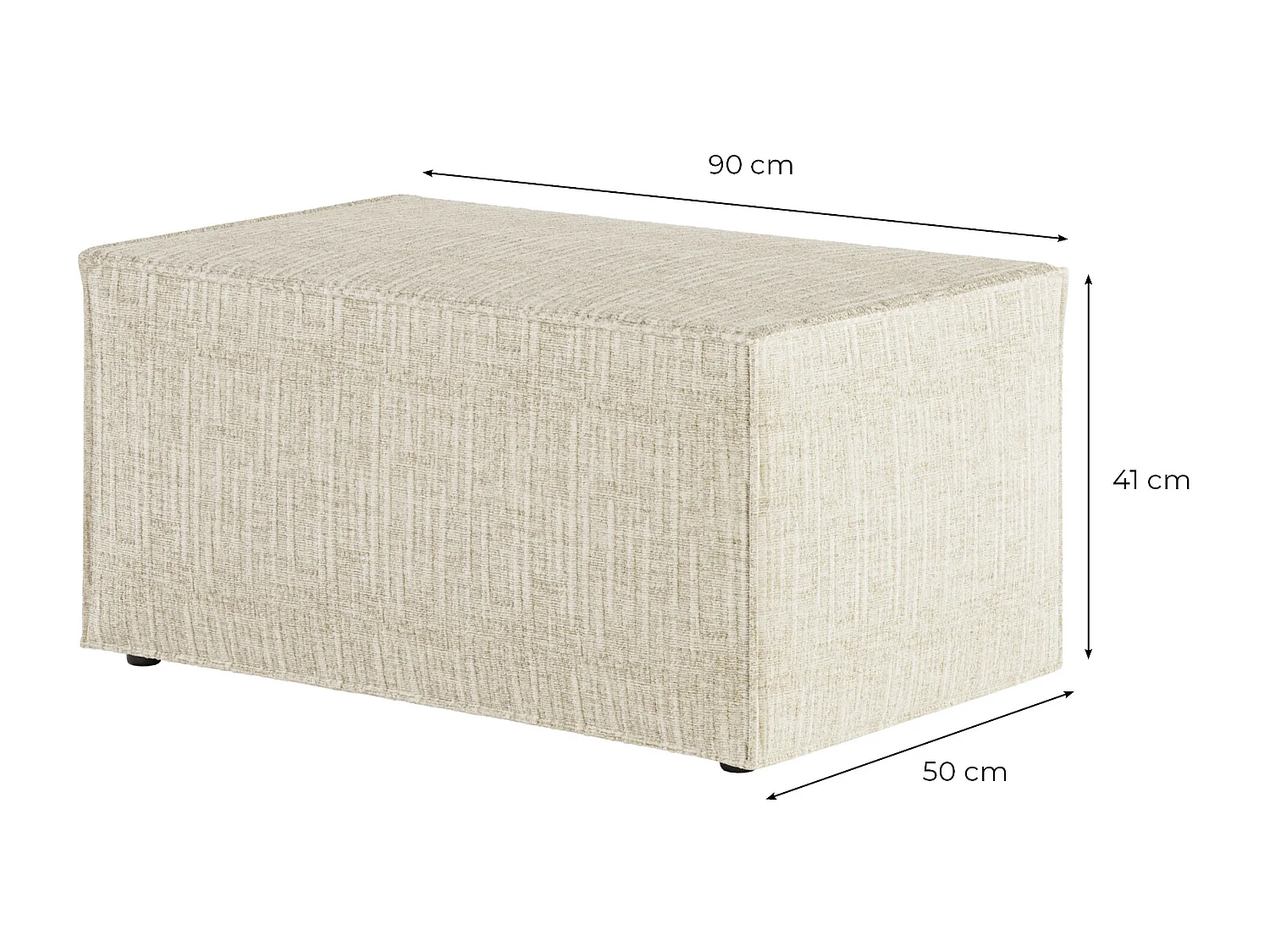 Pouf en tissu texturé 3D Clarisse - Rose - L90 x P50 x H41cm - Loungitude