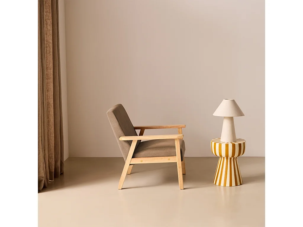 Poltrona scandinava in legno e velluto a coste, Isak velluto a coste, Talpa, 64x69.5x73 cm