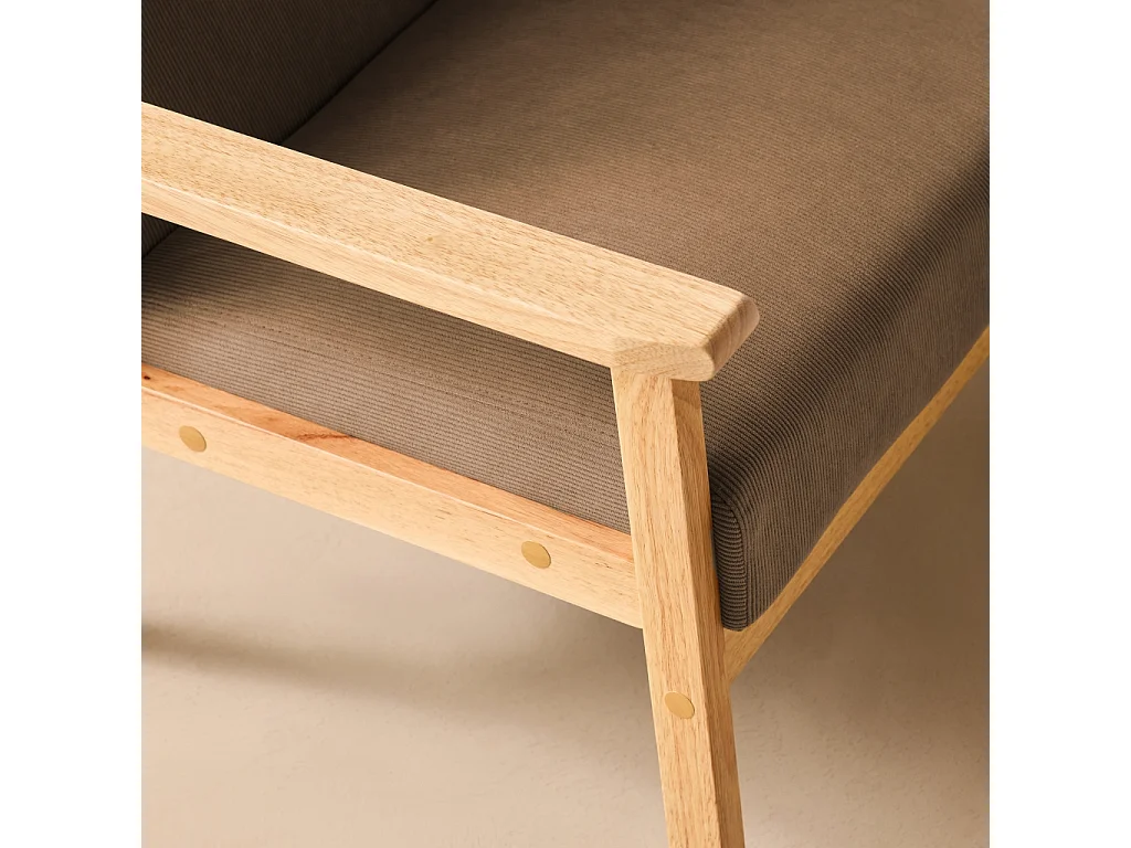 Poltrona scandinava in legno e velluto a coste, Isak velluto a coste, Talpa, 64x69.5x73 cm