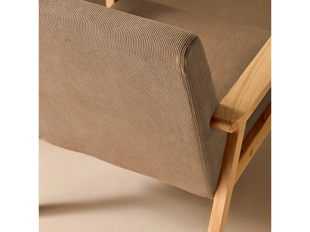 Poltrona scandinava in legno e velluto a coste, Isak velluto a coste, Talpa, 64x69.5x73 cm