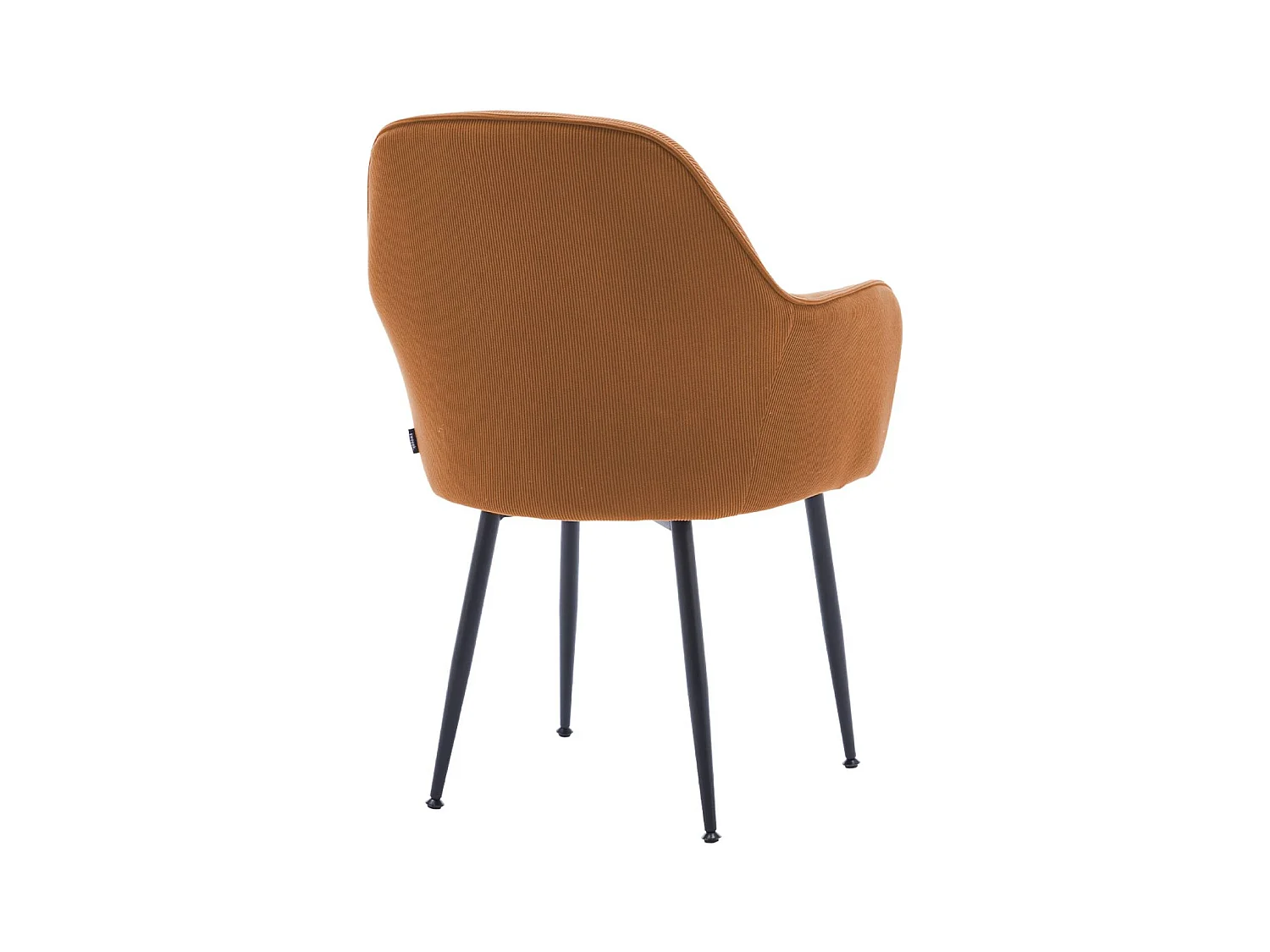 Lot de 2 fauteuils en velours côtelé camel et pieds en métal noir mat. L 57 x P 59 x H 84.5