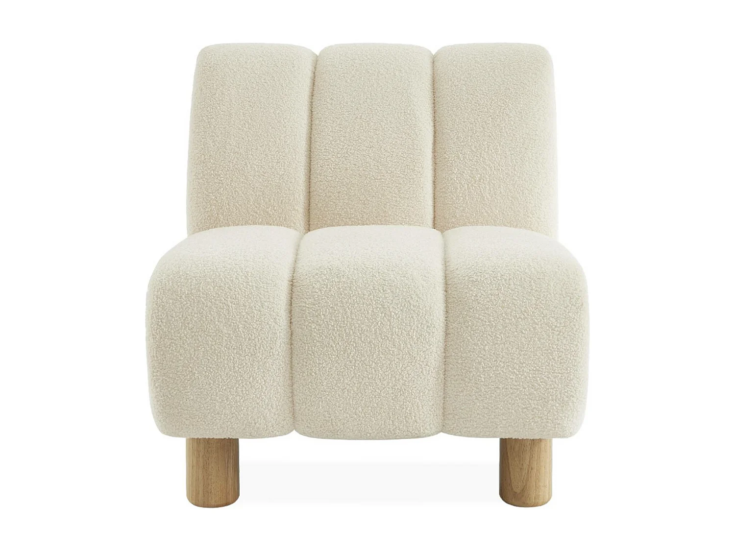 Fauteuil relax pieds arrondis en bois et tissu crème blanc