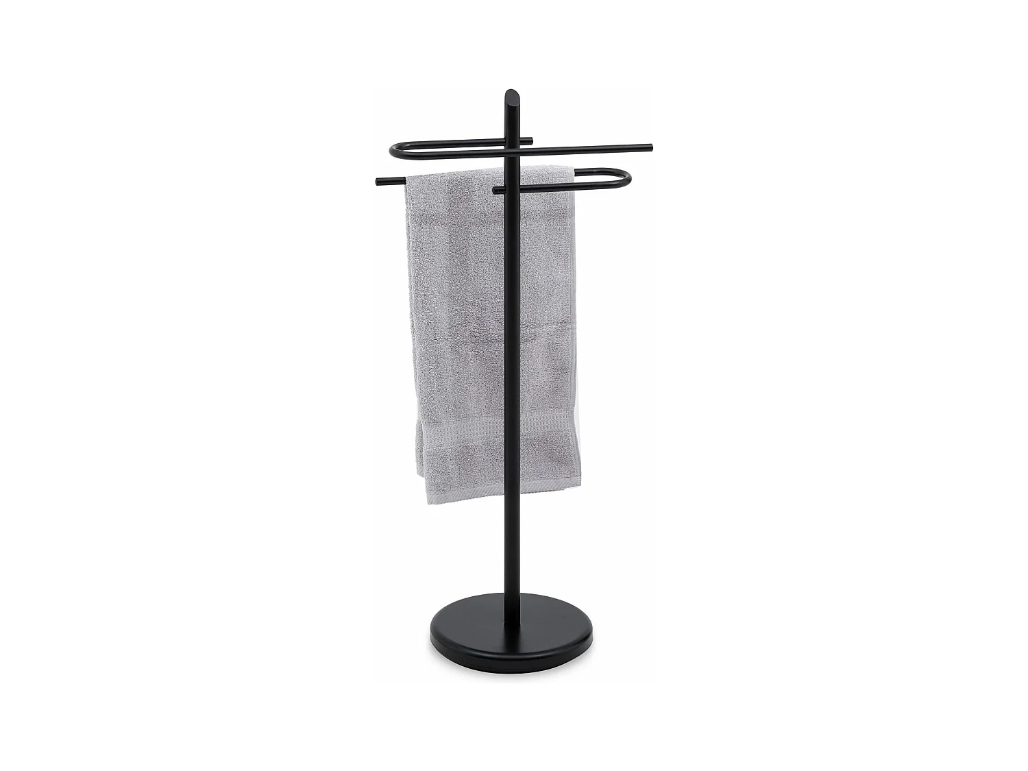 Porte-serviettes MIRO, support à serviettes sur pied pour salle de bain en métal laqué noir