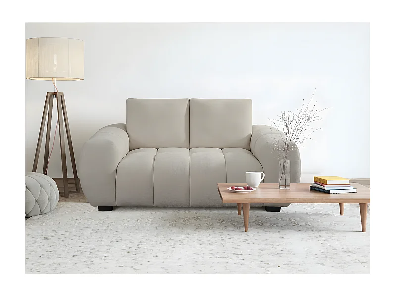 Sofá de chenille "Cambon" de 2 lugares em bege - Confortável e elegante
