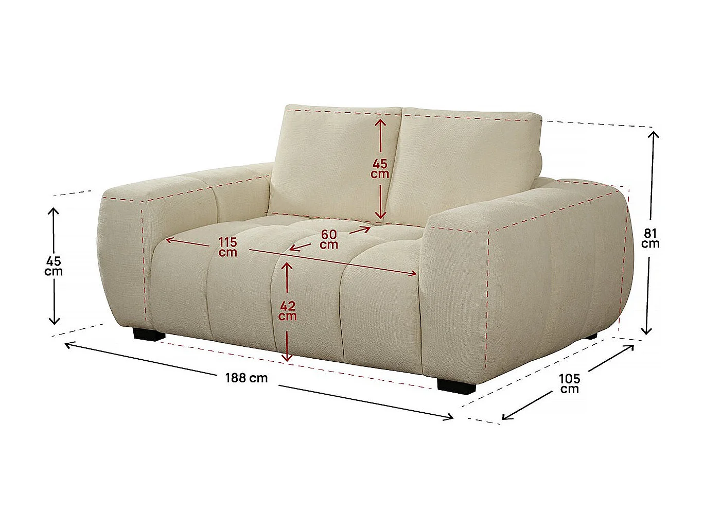 Canapé "Cambon" - 2 places - Beige