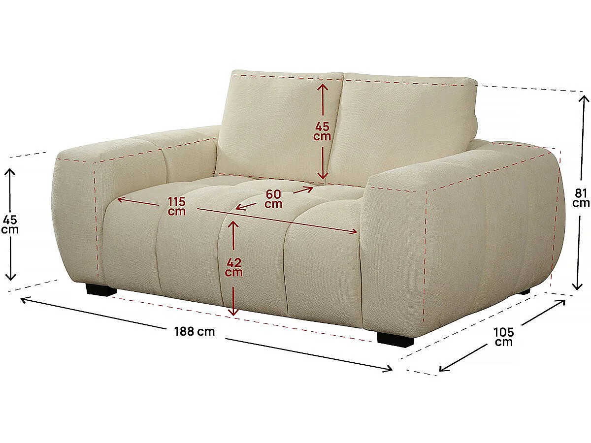 Sofa 2-osobowa „Cambon” z tkaniny szenilowej - beżowa