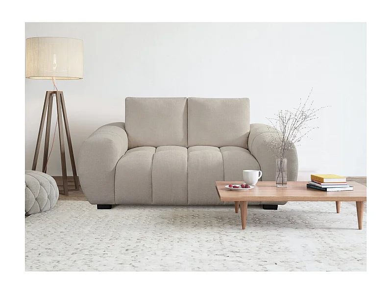 Bank bankstel chenille stoffen meubel "Cambon" - 2 zits - Beige - lichtbruin