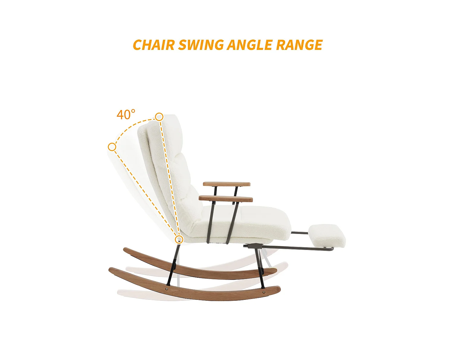 Fauteuil à bascule、Rocking chair - avec pédale - Blanc