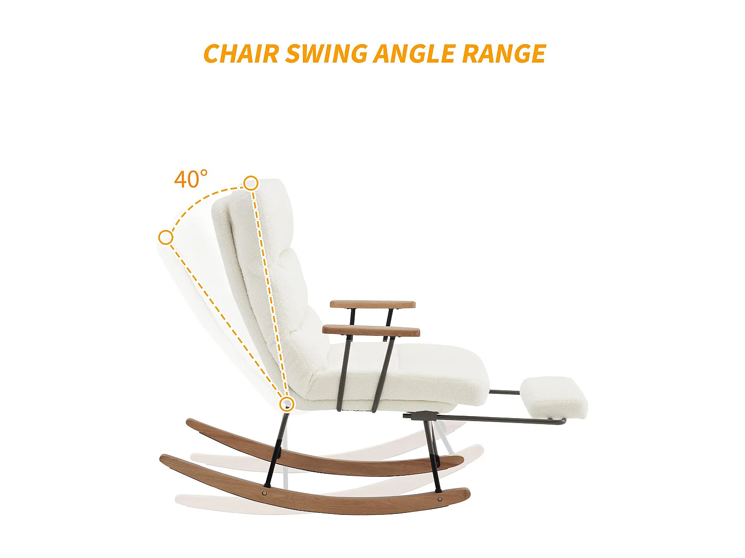 Fauteuil à bascule、Rocking chair - avec pédale - Blanc