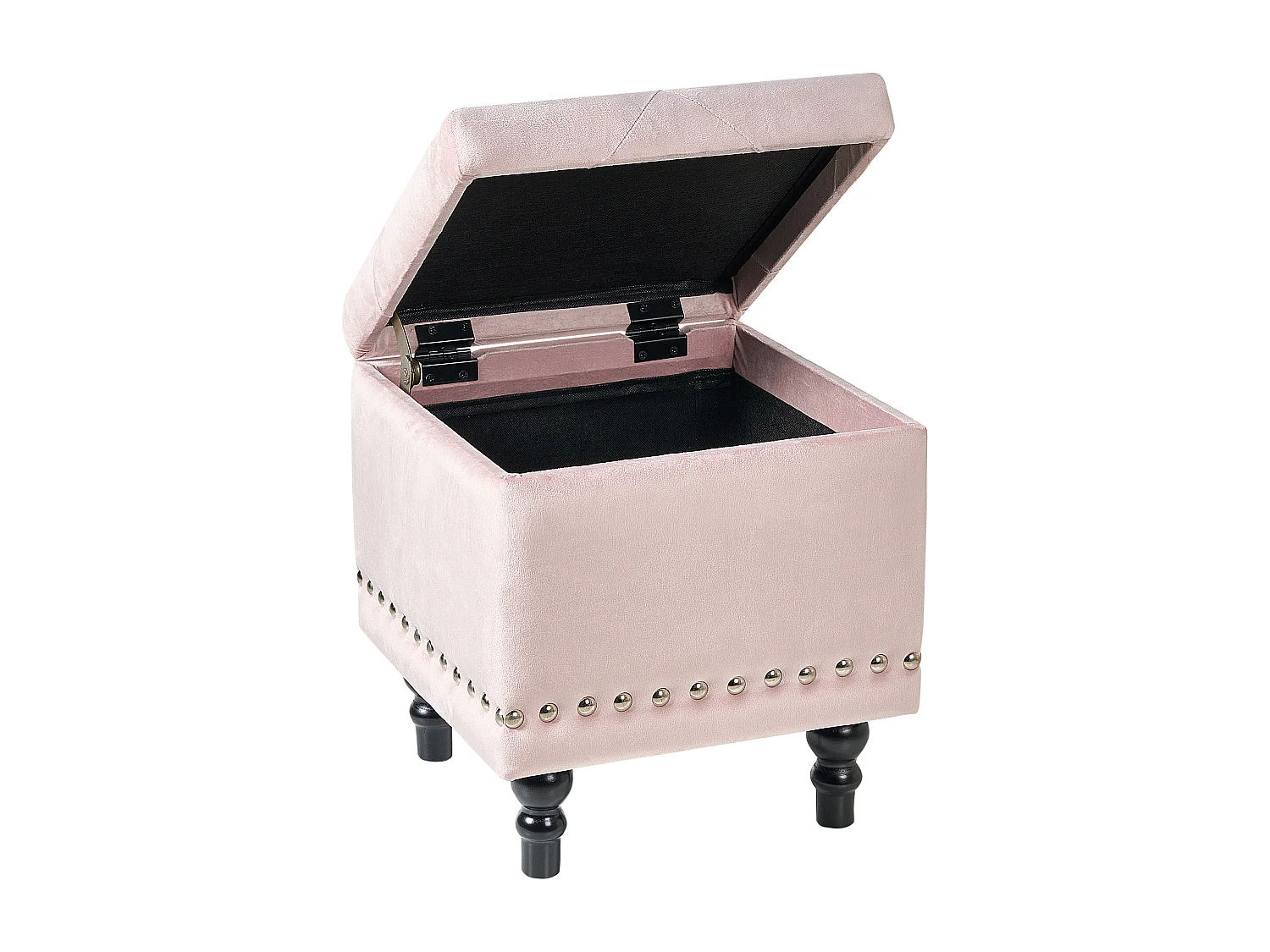 Pouf mit Stauraum LORETTO Samtstoff Pastellrosa 37 cm 37 cm 40 cm