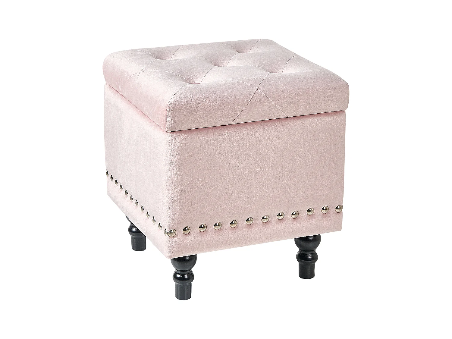 Pouf de rangement LORETTO Velours Rose pastel
