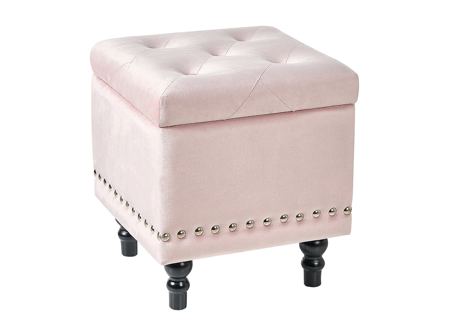 Pouf de rangement LORETTO Velours Rose pastel