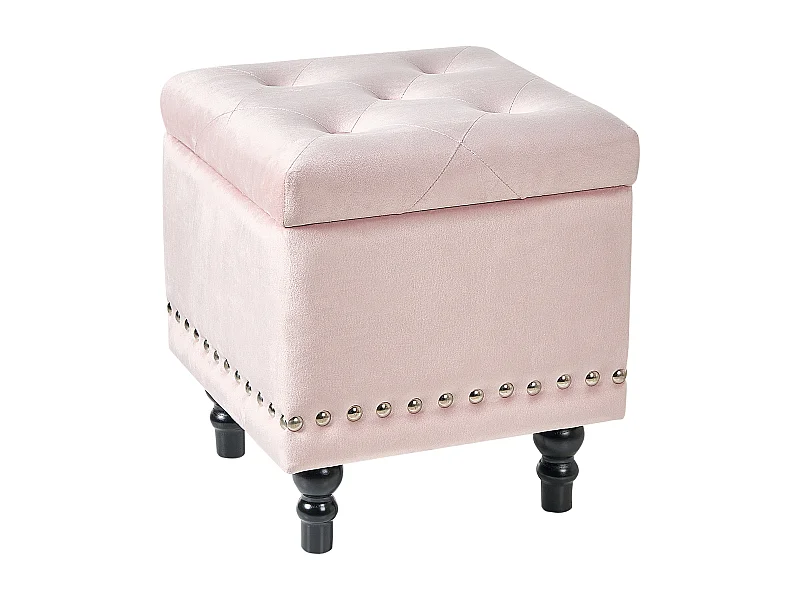 Pouf de rangement LORETTO Velours Rose pastel