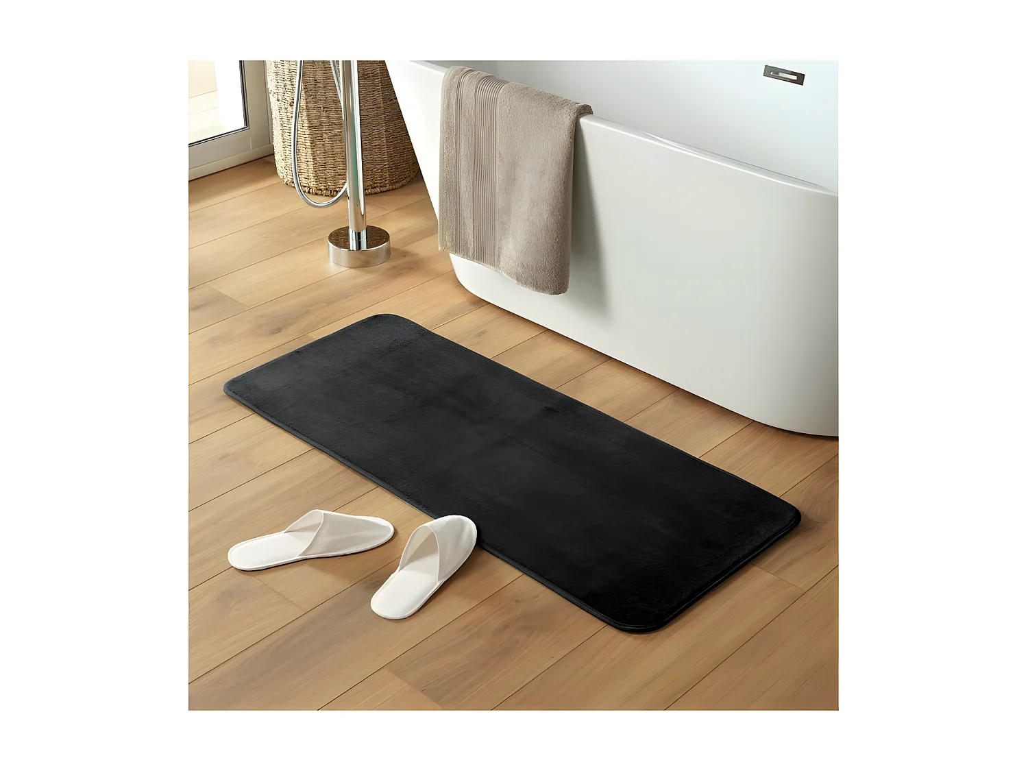 Tapis de Bain Microfibre "Vitamine" 50x120cm Noir