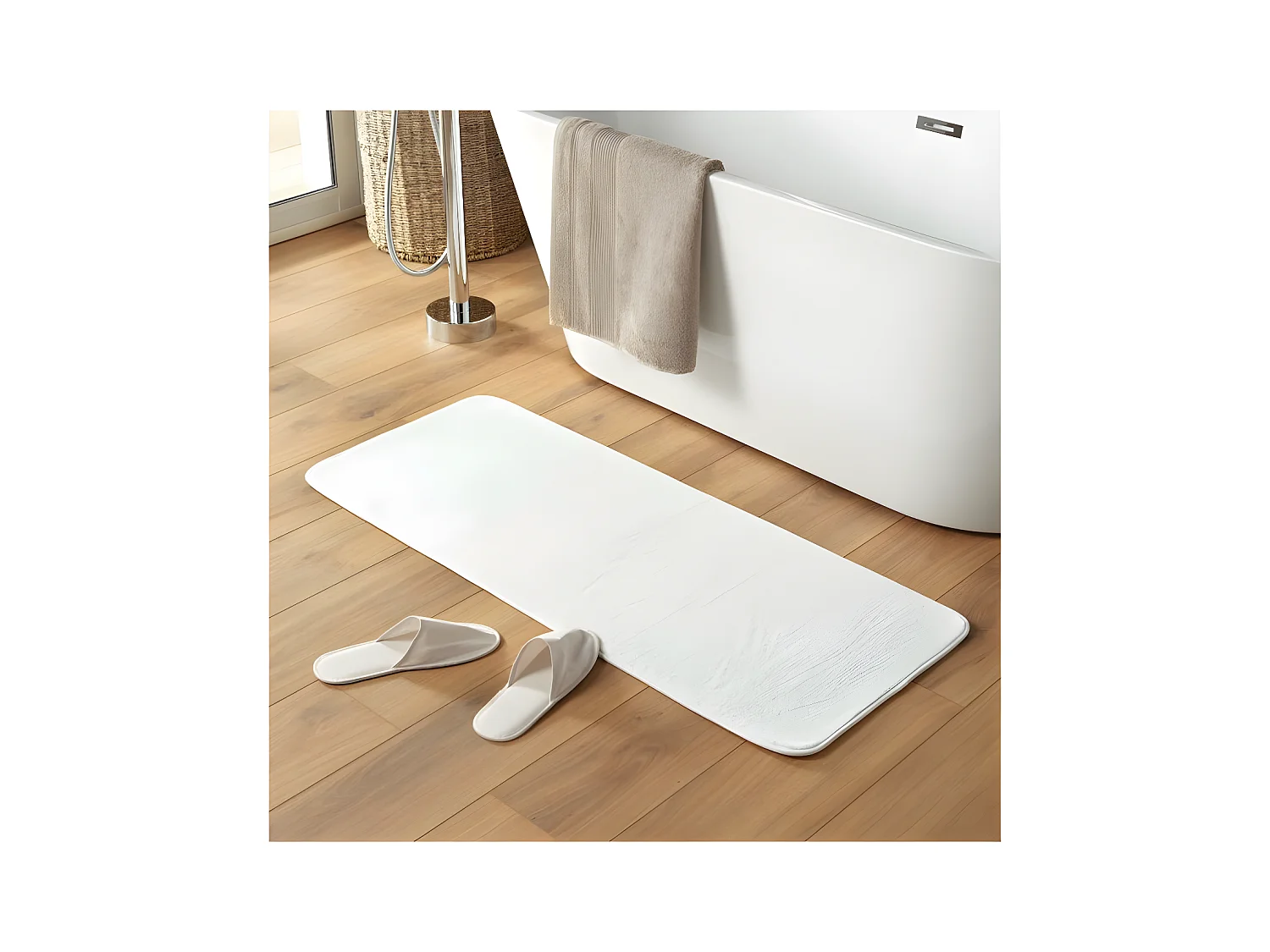 Tapis de Bain Microfibre "Vitamine" 50x120cm Blanc